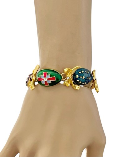 3 Pieces Jewelry Set Multicolor Enameled Eggs Lady Bug Necklace Earring Bracelet - Picture 3 of 6