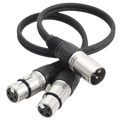 1.5FT XLR 3Pin Y Splitter Cable, Balanced 1 XLR Male to 2 Female Stereo Micro...