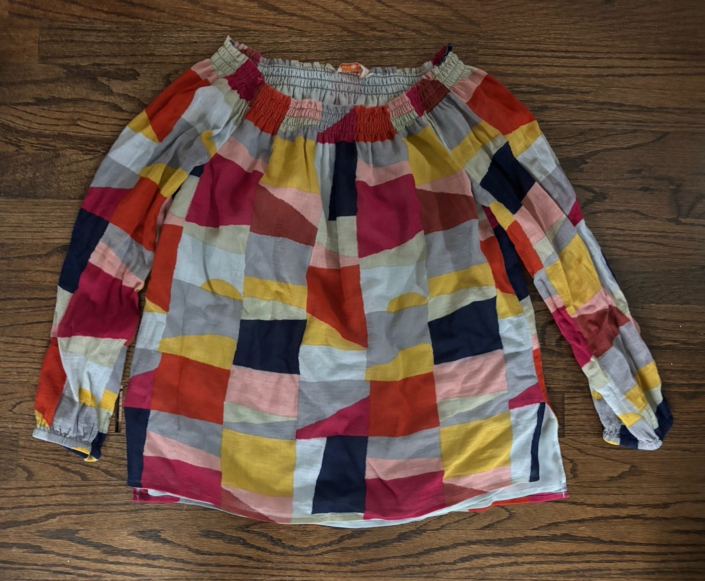 Tory Burch long sleeve patchwork blouse cotton si… - image 1