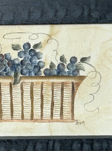 Ann Rea Satz Ölgemälde Samt Obstkorb Volkskunst signiert 10,5” x 8,5” - Bild 7 von 13
