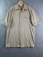 Vintage Sears Kings Road Black & Gold Geometric Polyester 60’s 70’s Disco XL Men