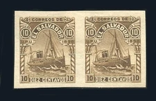 El Salvador: 1896 Steamship (150) Imperforate Pair Mint