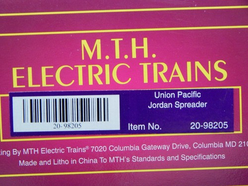 MTH 20-98205 UP UNION PACIFIC JORDAN SPREADER CAR USED IN BOX O GAUGE LQQK - Picture 3 of 3
