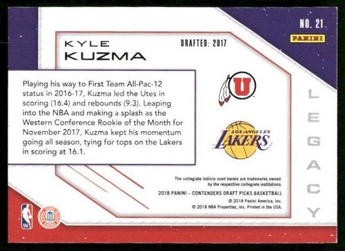 2018 Panini Contenders Draft Picks #21 Kyle Kuzma Legacy - Bild 2 von 2