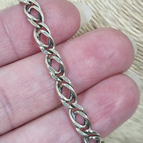 Vintage Doppel Panzer Gliederkette Gold Wash Over Sterling Silber 41 cm lang EJ Ltd - Bild 5 von 13