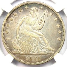 1861-O CSA Dritto seduto Liberty mezzo dollaro 50C FS-401 - NGC XF Dettagli (EF)
