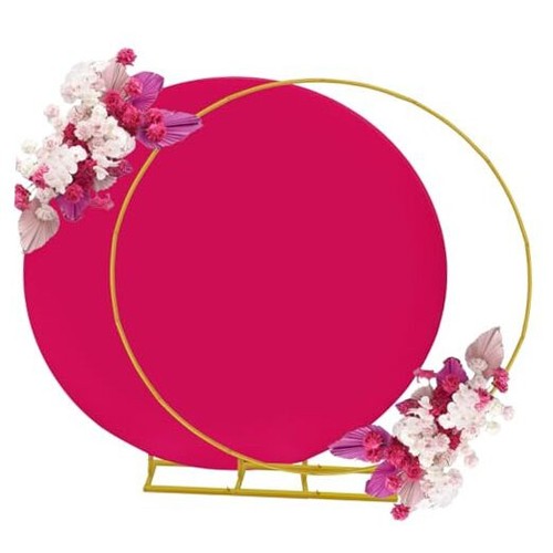 6.6ft Round Backdrop Stand and Fushia Covers 1 Stable Balloon Arch Stand with - Picture 1 of 8