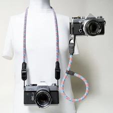 Handmade Camera Strap Neck/Wrist Rope Flag Red White & Blue Peak Design Anchors