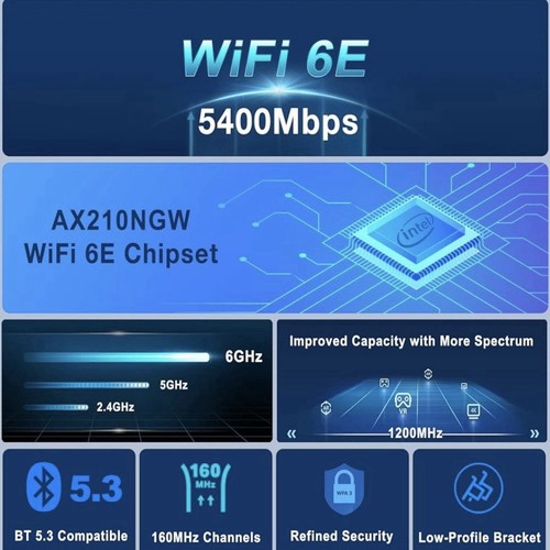 OKN WiFi 6E AX5400 PCIe Card for Desktop PC AX210 PCIE - Afbeelding 7 van 8