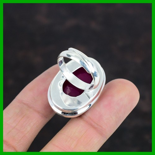 Halloween Deal 925 Silber Kaschmir Rubi Edelstein Art Deco Versprechen Ring Schmuck - Bild 12 von 13