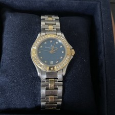 Baume Mercier Malibu 18k Diamond Bezel Blue Quartz Ladies Watch