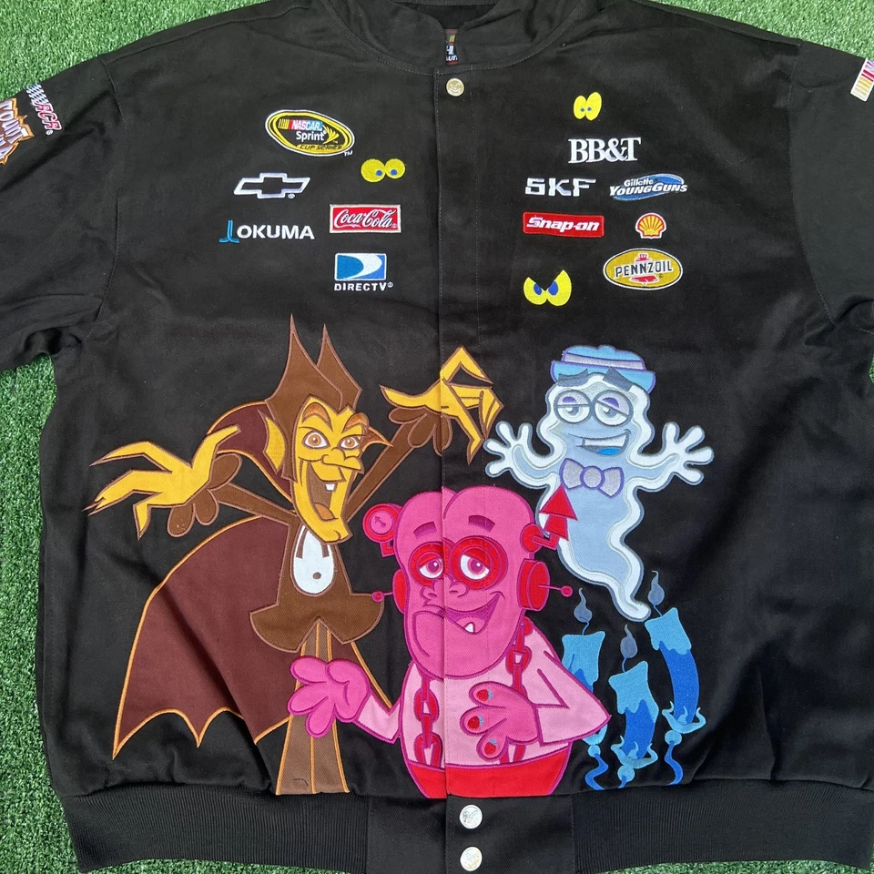 NUEVO CON ETIQUETAS DE COLECCIÓN NASCAR Monsters Chaqueta de Cereal Para Hombre 2XL Negro Conde Chocula Boo Berry Foto 2 de 4