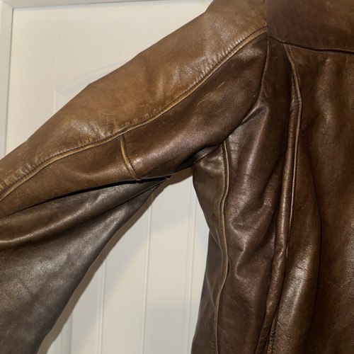 Schott N.Y.C. vintage Chaqueta Café Racer de Cuero Forrada de Vellón Marrón Años 70 Hecha en EE. UU. - Imagen 14 de 24