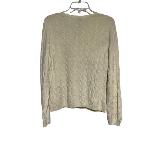 Suéter Pullover Cashmere Petite para Mujer Cuello en V Tejido con Cable Tostado Talla PL - Imagen 3 de 4