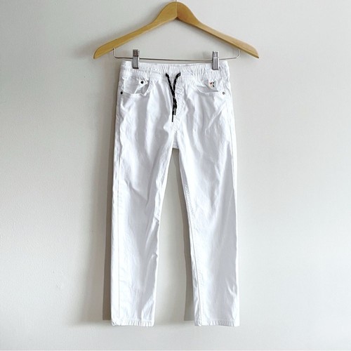 Mayoral Girls White Cotton Elastic Waist Pants Drawstring Size 7 (122cm)