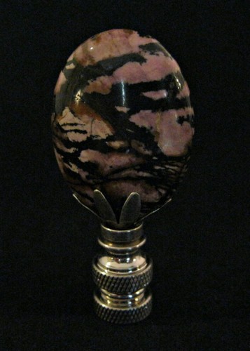 Stone Lamp Finial-RHODONITE Lamp Finial W/AB, PB or Satin Nickel Base (1-PC.) - Picture 14 of 15