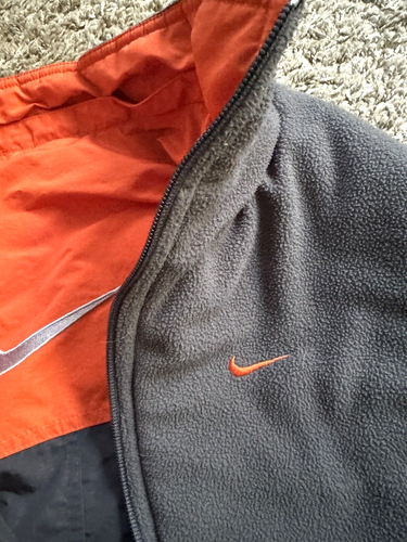 Nike Vintage Reversible Coat Kid's XL 18-20 Swoosh Nylon Fleece Silver Tag Zip - Picture 10 of 11