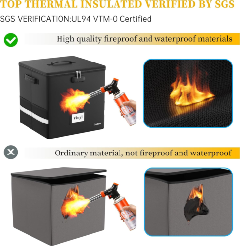 Caja de almacenamiento de discos de vinilo - resistente al agua ignífugo plegable 100+ discos - Imagen 8 de 9