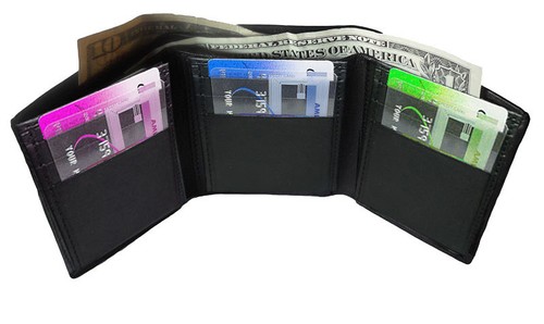 RFID BLOCK MEN'S LEATHER CREDIT CARD HOLDER TRIFOLD WALLET USA Seller - Picture 10 of 11