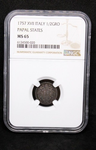 1757 1/2 Grosso, Benedict XIV. Papal States. BU NGC MS65. Km-975 - Picture 3 of 4