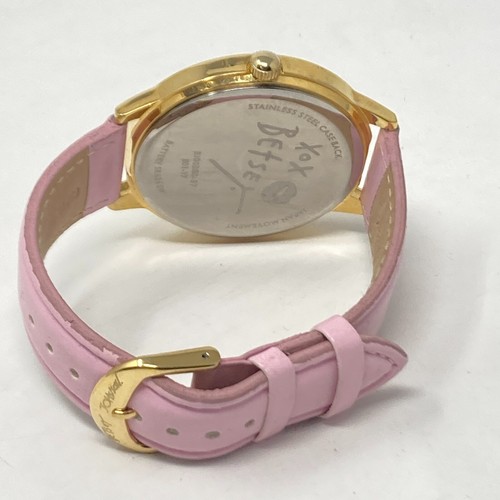 Betsey Johnson Watch Women 44mm Pig Gold Tone Pink Band Glitter New Battery 9" - Picture 11 of 19