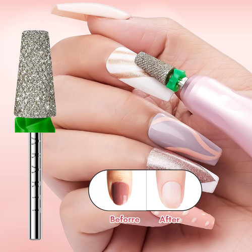 Nail Drill Bits, Tapered Barrel Carbide Diamond Sanding Bit for Gel Nail Polish  - Picture 7 of 12