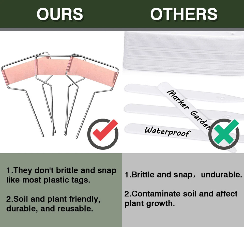 40P cs Plant Labels Copper Markers T-Type Garden Metal Plant Nursery Tags - image 4 of 4