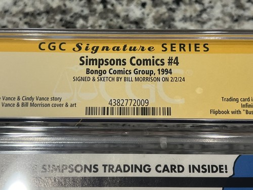 Simpsons Comics 4 Infinity CGC SS 9.8 Signed Sketched Bill Morrison Bart Simpson - Picture 3 of 7