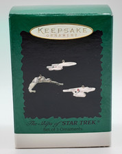 Hallmark 1995 Ships of Star Trek Miniature Ornament set of 3 Enterprise Klingon