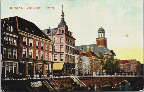Pays-Bas Utrecht Oude Gracht Viebrug carte postale ancienne B212 - Photo 1 sur 2