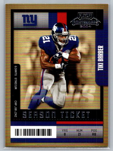 Tiki Barber [Hawaii 2005] #68 2004 Playoff Contenders card