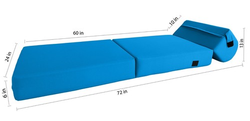 Turquoise Sleeper Chair Folding Foam Beds, Portable Sleepover Bed 6 x 24 x 70 - Picture 4 of 6