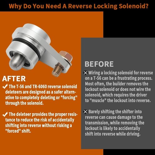 For Borg Warner & Tremec T56 TR6060 Manual Trans Reverse Lockout Solenoid Delete - Picture 3 of 12