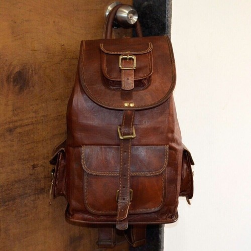 Nueva mochila de viaje de cuero vintage genuina para mujer y mochila para hombre - Imagen 6 de 8