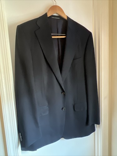 Ermenegildo Zegna Super 100 Worsted Wool Blazer sport coat jacket Size 52L Navy