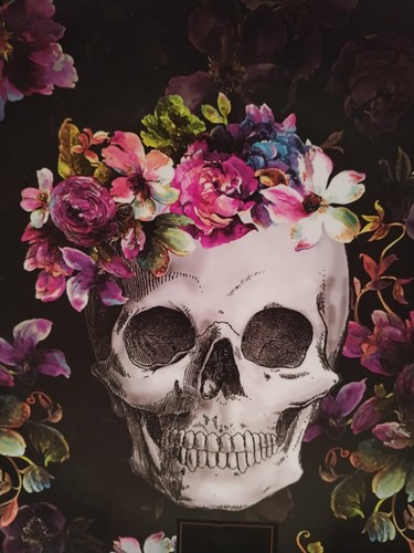 CHRISTIAN SIRIANO SKULL FLORAL PLATTER HALLOWEEN 15" MELAMINE SERVING TRAY LOOK - Picture 6 of 6