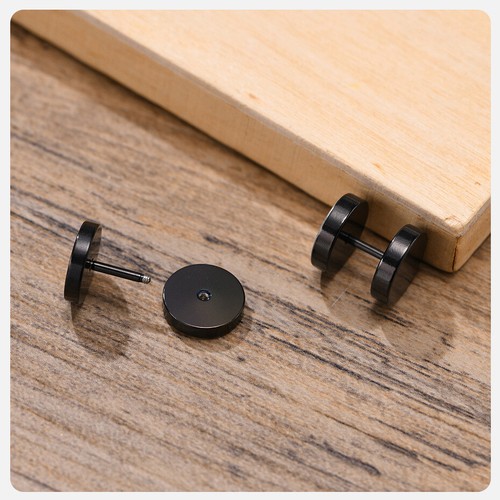 Black Stud Earrings Vegvisir Valknut Triquetra Viking Celtic Stainless Steel - Picture 11 of 20