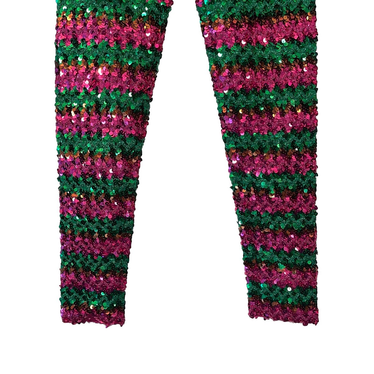 GUCCI pants sequin green pink stripe high rise holiday