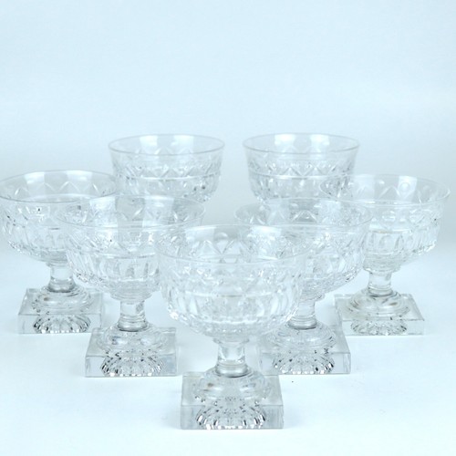 Bicchieri vino cristallo Kosta Svezia coupè dessert base quadrata calici vintage x7 - Foto 3 di 6