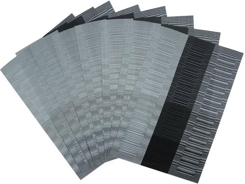 Woven Vinyl Placemats for Dining Table Set of 6 Non Slip PVC Bamboo Basket Weave - Picture 4 of 12