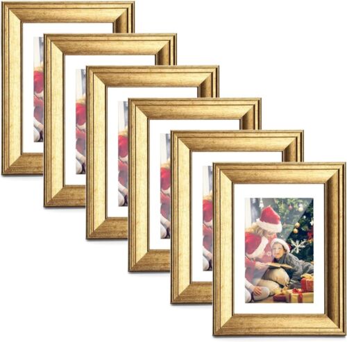 Stylish Gold Photo Frames Set of 6 - 4x6 & 3x5, Perfect for Home Gallery - Picture 3 of 8
