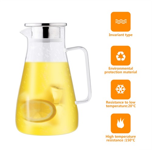 UTEN 63 OZ 1800ML Glass Water Pitcher With Stainless Steel Lid Iced Tea Pitcher - Picture 2 of 12