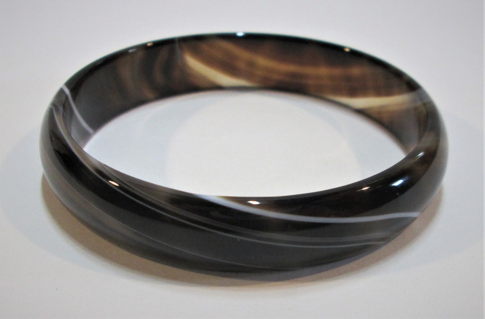 SOLID STONE BANDED AGATE BANGLE BRACELET VARIOUS … - image 2