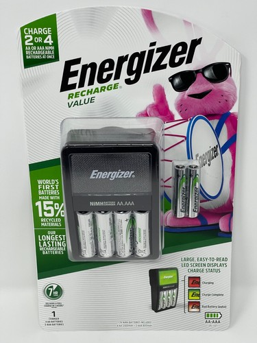 Energizer Recharge Value Battery Charger CHVCMWB-6 Kit 4 AA & 2 AAA UPN-171910.. - Picture 1 of 10