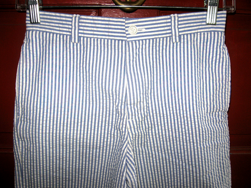 BROOKS BROTHERS SEERSUCKER SHORTS BOYS SZ 10 X 7" BLUE ON WHITE ALL COTTON EUC - Picture 4 of 6
