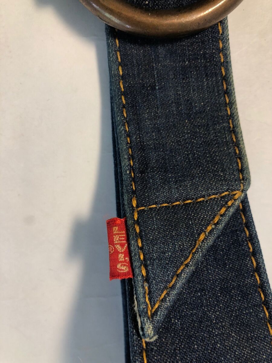 即日発送 D Brass Leather Brown Jean Denim Blue Levi's Ring VTG Belt 小物