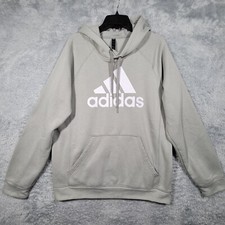 Adidas Sweater Mens Large Gray Hoodie Logo Sweatshirt Long Sleeve