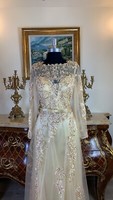 Formal Long Sleeves rhinestone beaded Embroidery Lace up Long Evening prom dress 4