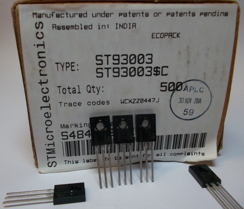 10 pieces ST93003   PNP POWER TRANSISTOR  400V/500V 1,5A 40W for CFL NEW ~ - Picture 5 of 5