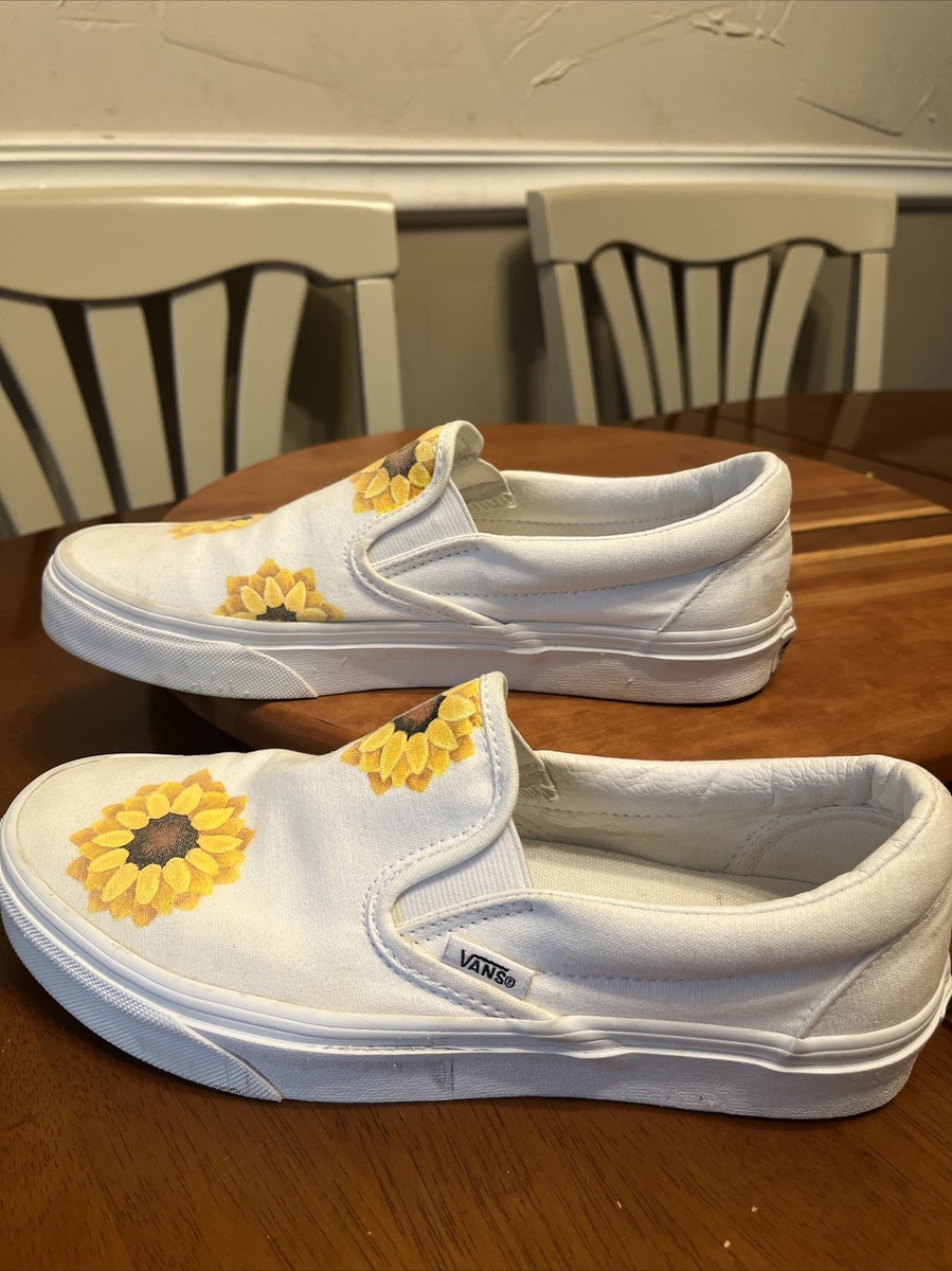 Sunflower Colored White Vans Vans Women's Shoes Slip On Canvas